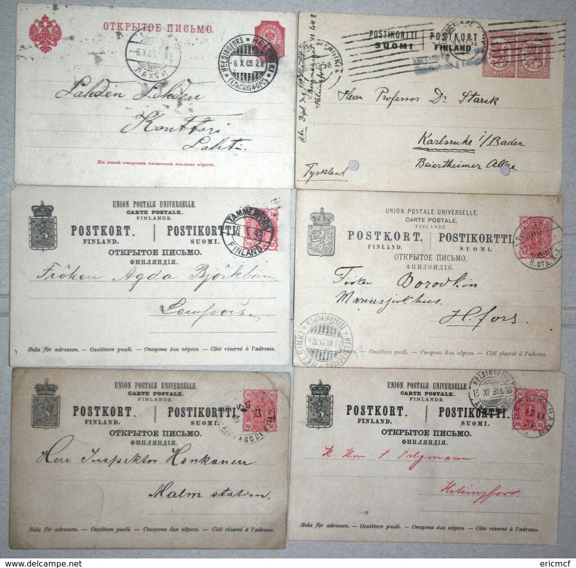 Finland 6x Early Used Stationery Cards - Postal Stationery