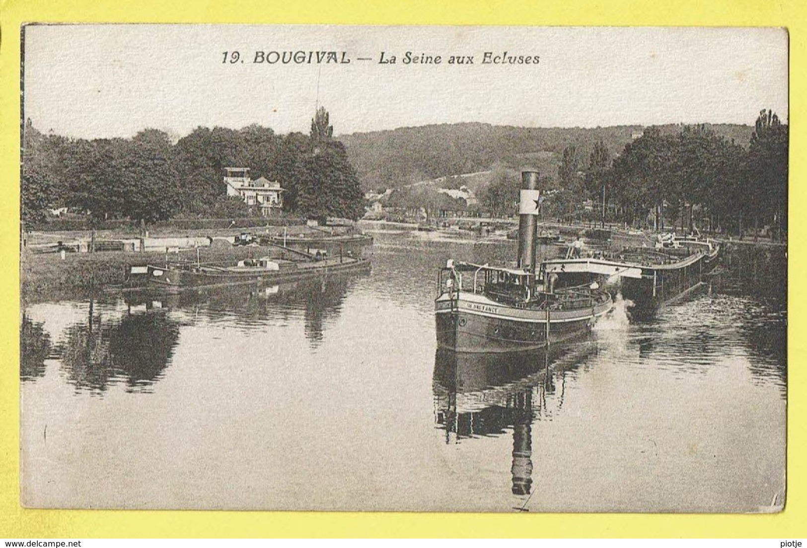 * Bourgival (Dép 78 - Yvelines - France) * (F. David, Nr 19) La Seine Aux écluses, Bateau, Péniche, Boat, Canal, Quai - Bougival