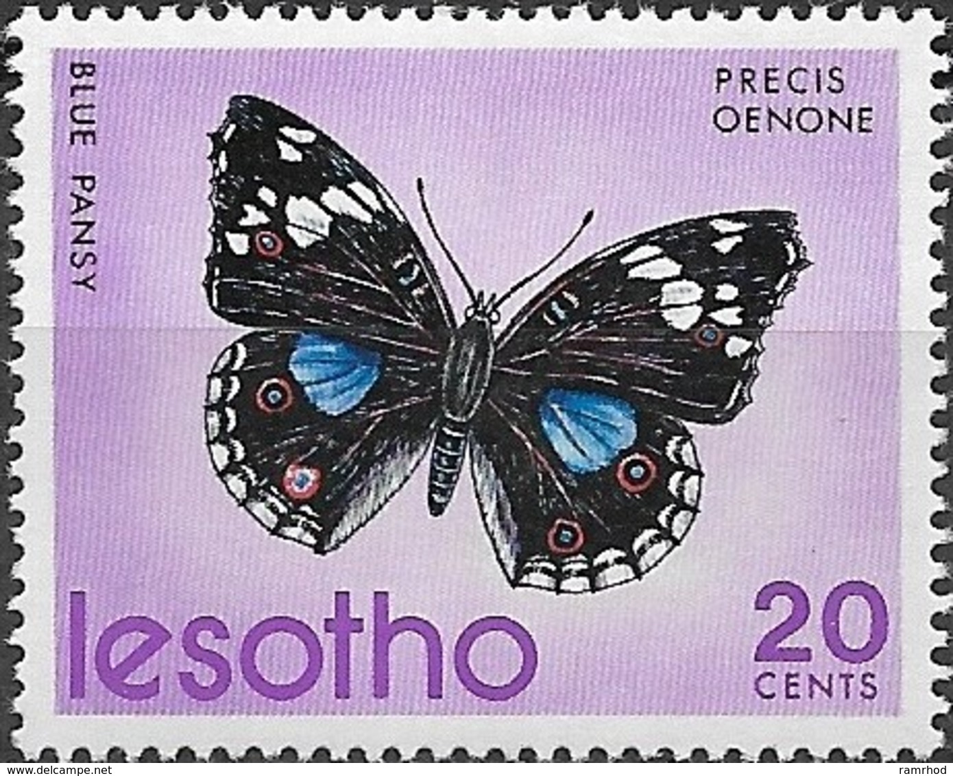 LESOTHO 1973 Butterflies - 20c - Precis Oenone MH - Lesotho (1966-...)