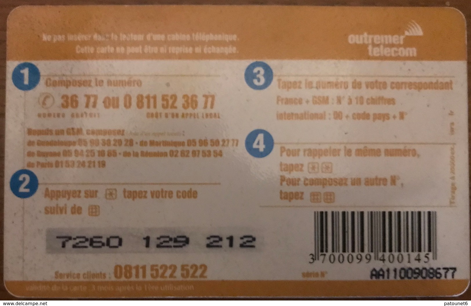 ANTILLES FRANCAISES - Outremer Telecom - Océan Indien - 10 Euros - Antilles (Françaises)