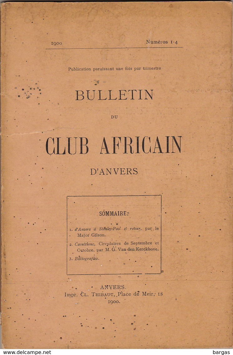 1898 Bulletin Du Club Africain D'anvers Au Café Francais Place Verte Congo Anvers Stanley Caoutchouc - 1801-1900