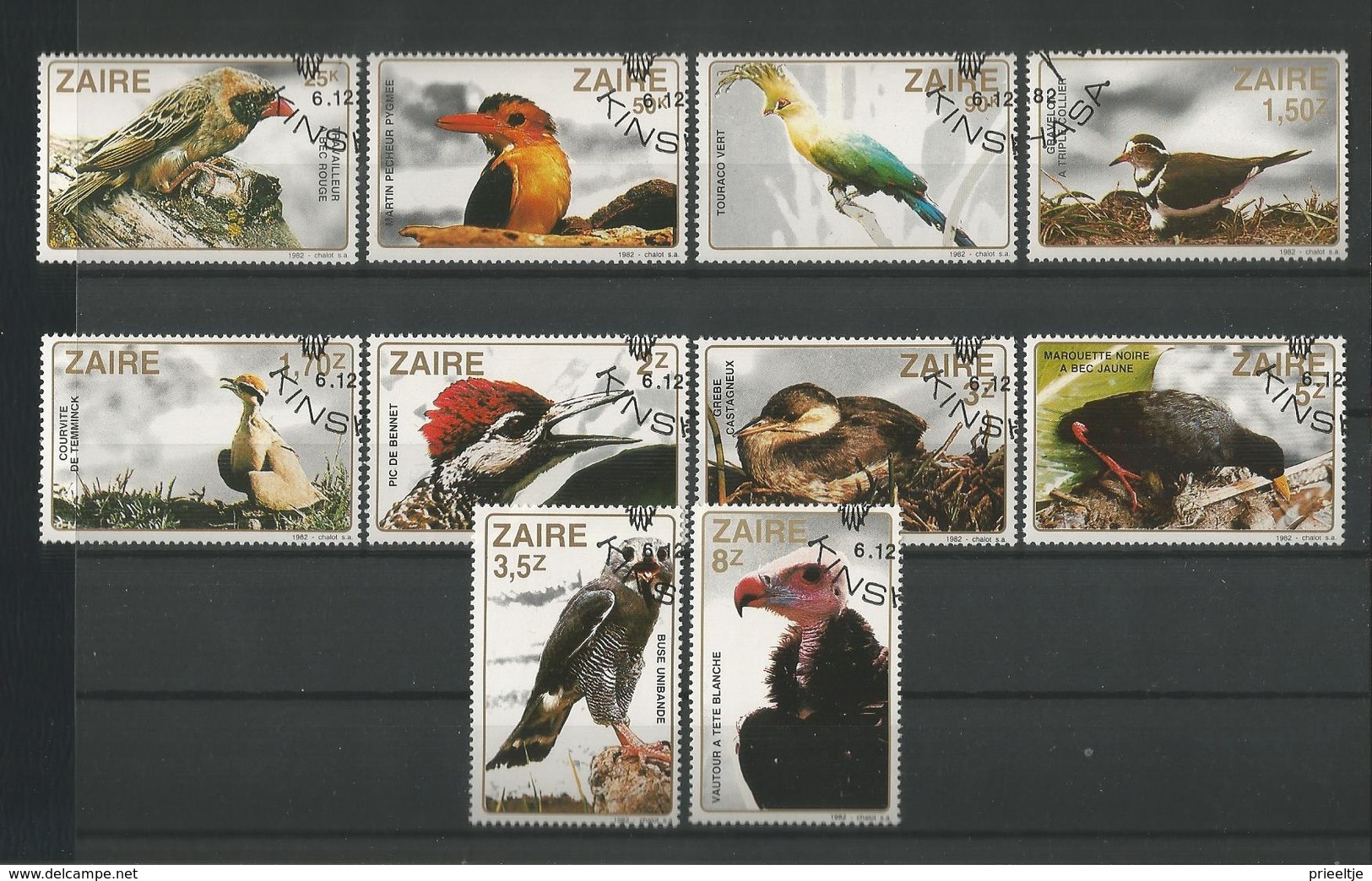 Zaire 1982 Birds  Y.T. 1110/1119 (0) - Zambie (1965-...)