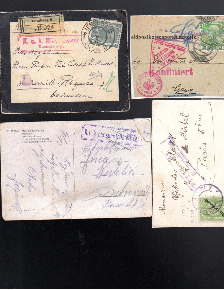 1916-1918  Lot Document Cachet Militaire , Censure ........... ( 7 Pieces  ) - Briefe U. Dokumente