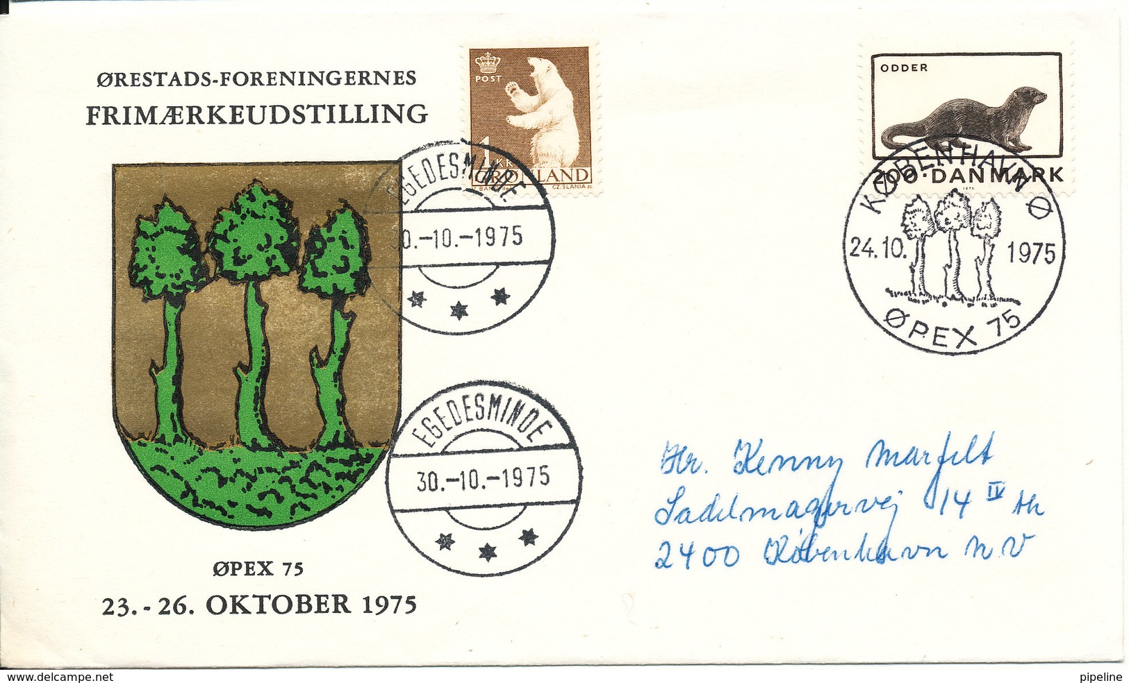 Greenland Denmark Cover Egedesminde 30-10-1975 And Copenhagen 24-10-1975 (Öpex 75 Exhibition) - Covers & Documents