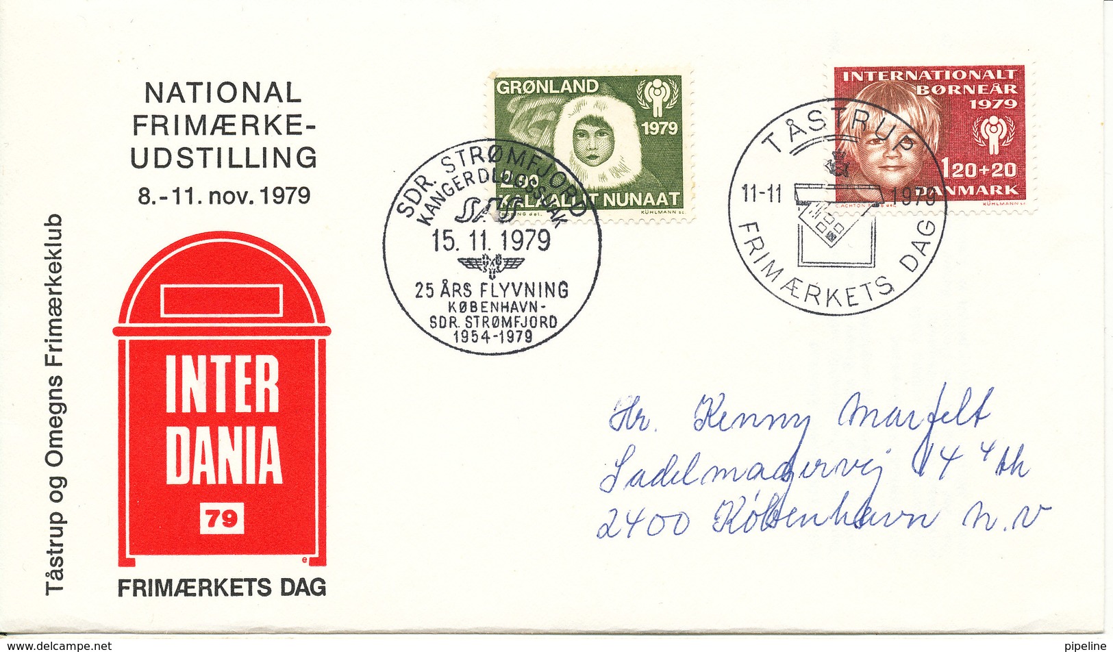 Greenland Denmark Cover Tastrup Stamp's Day 11-11-1979 And 25th Years Anniversary Flight Copenhagen - Sdr. Strömfjord - Covers & Documents