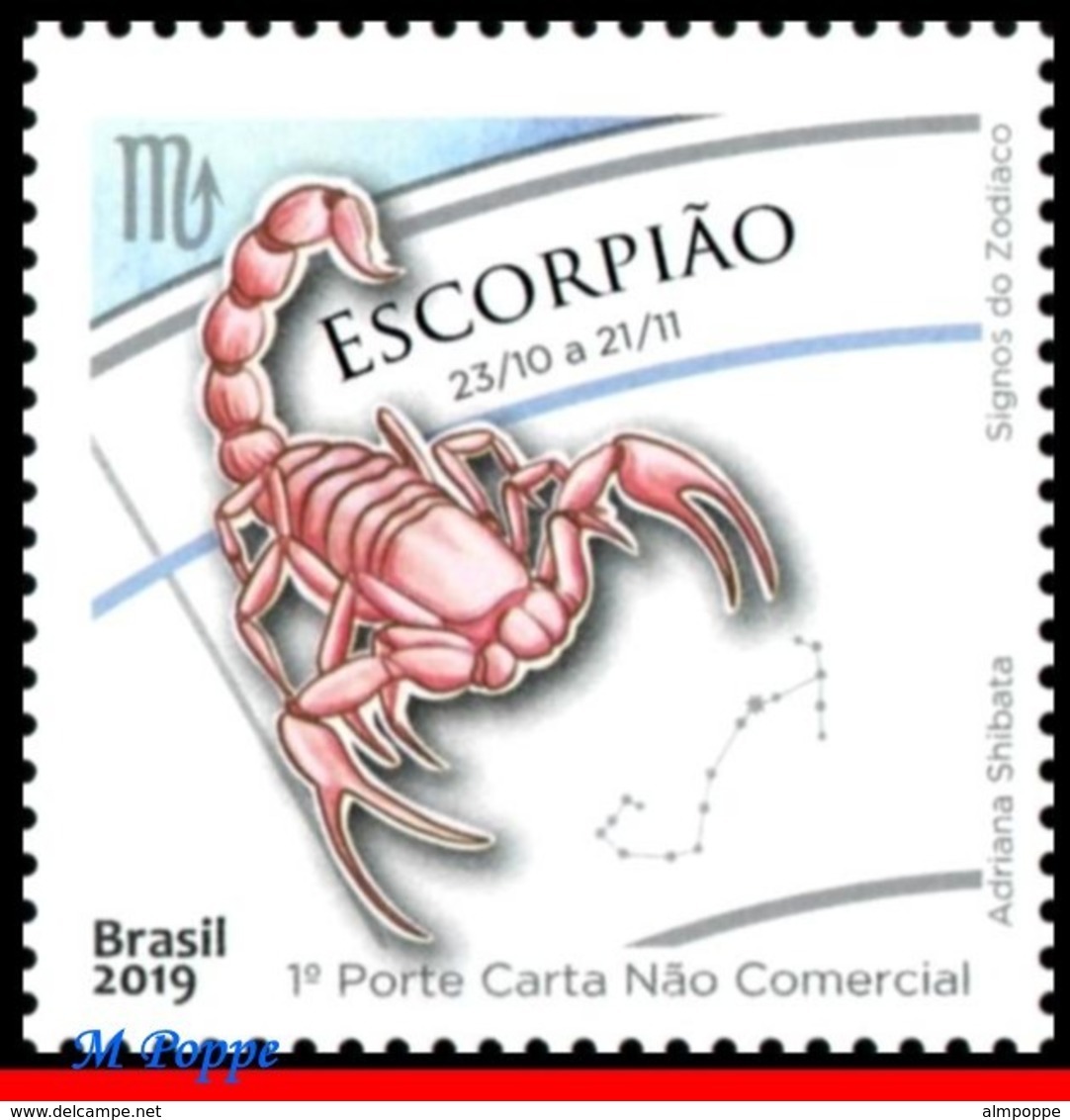Ref. BR-SIGN BRAZIL 2019 ASTROLOGY, ZODIAC SIGNS, ARIES ..., LIBRA SCORPIO SAGITTARIUS CAPRICORN, MNH 10V - Unused Stamps