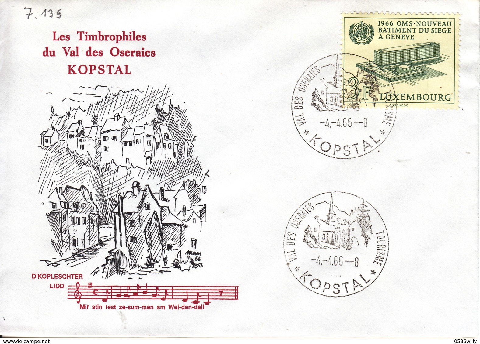 L-Luxembourg 1966. Kopstal Val Des Oseraies (7.135) - Briefe U. Dokumente