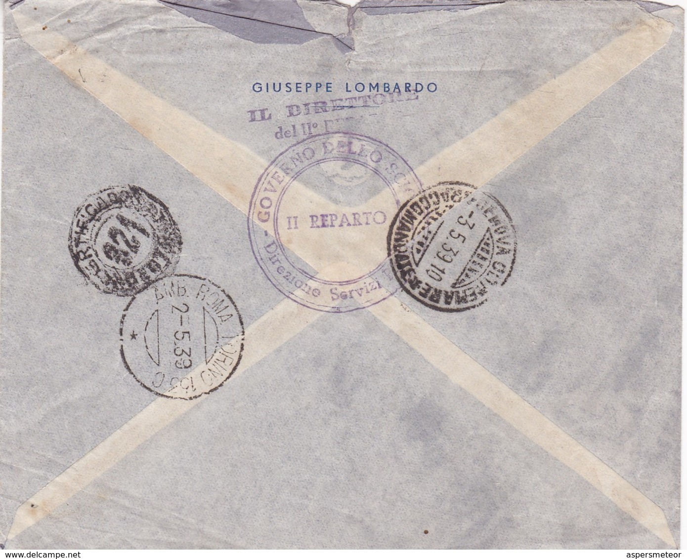 AFRICA ORIENTALE ITALIANA ENVELOPE CIRCULATED 1939 ADDIS ABEBA TO XI° CONGRESSO POSTALE UNIVERSALE, BUENOS AIRES. -LILHU - Africa Oriental Italiana