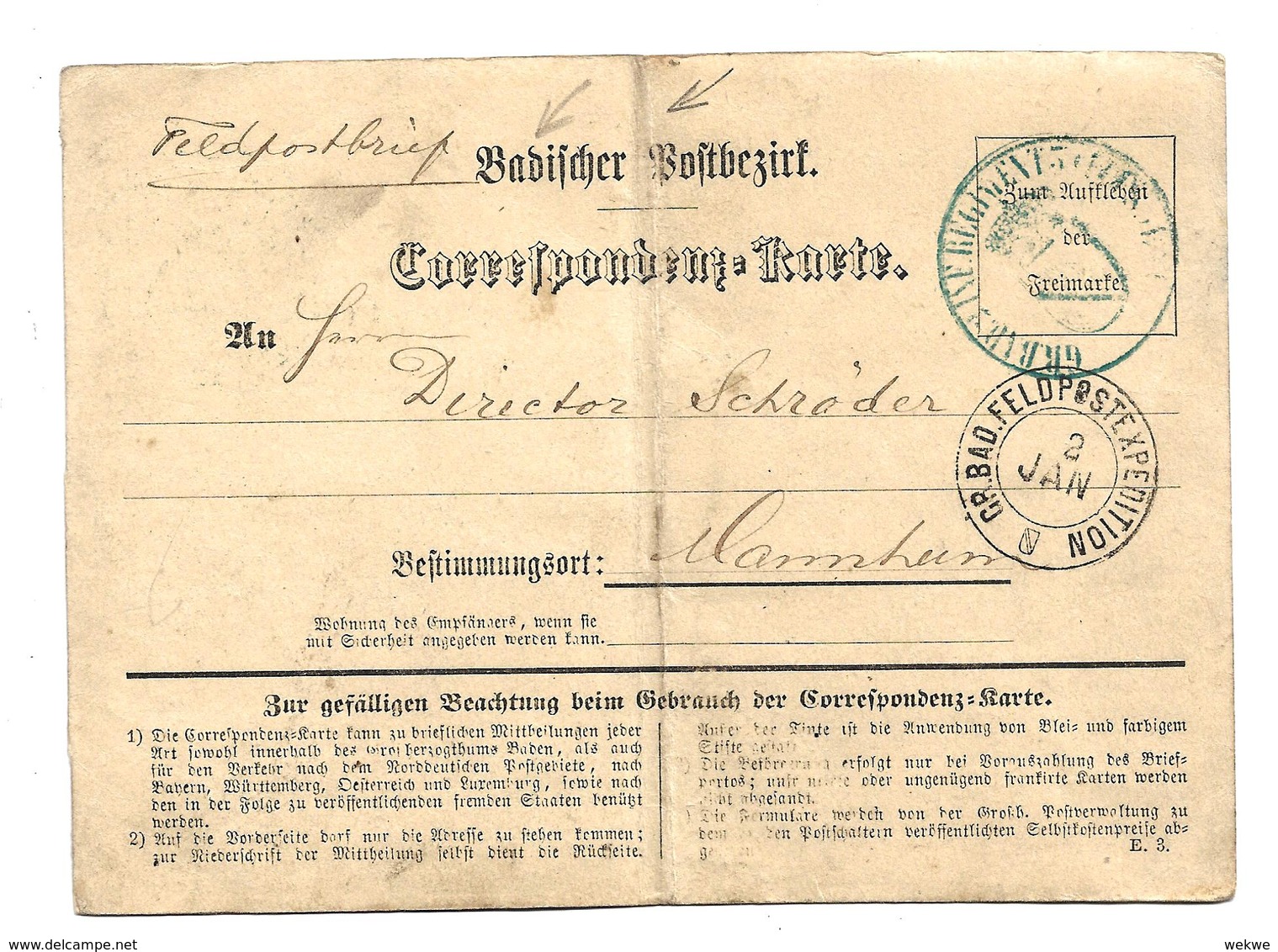 Bad001 / BADEN - Badische Feldpost Aus Dem Krieg 1870-71 - Lettres & Documents