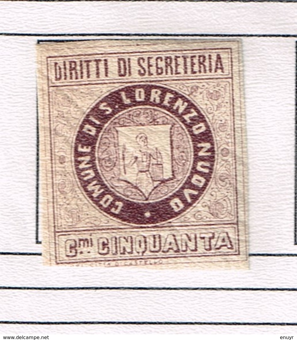 Revenue Fiscaux Municipio  San Lorenzo Nuovo - Mars 1881. Cfr Cataloque J.B. Moens (1892). Old Collection. RRR - Fiscale Zegels