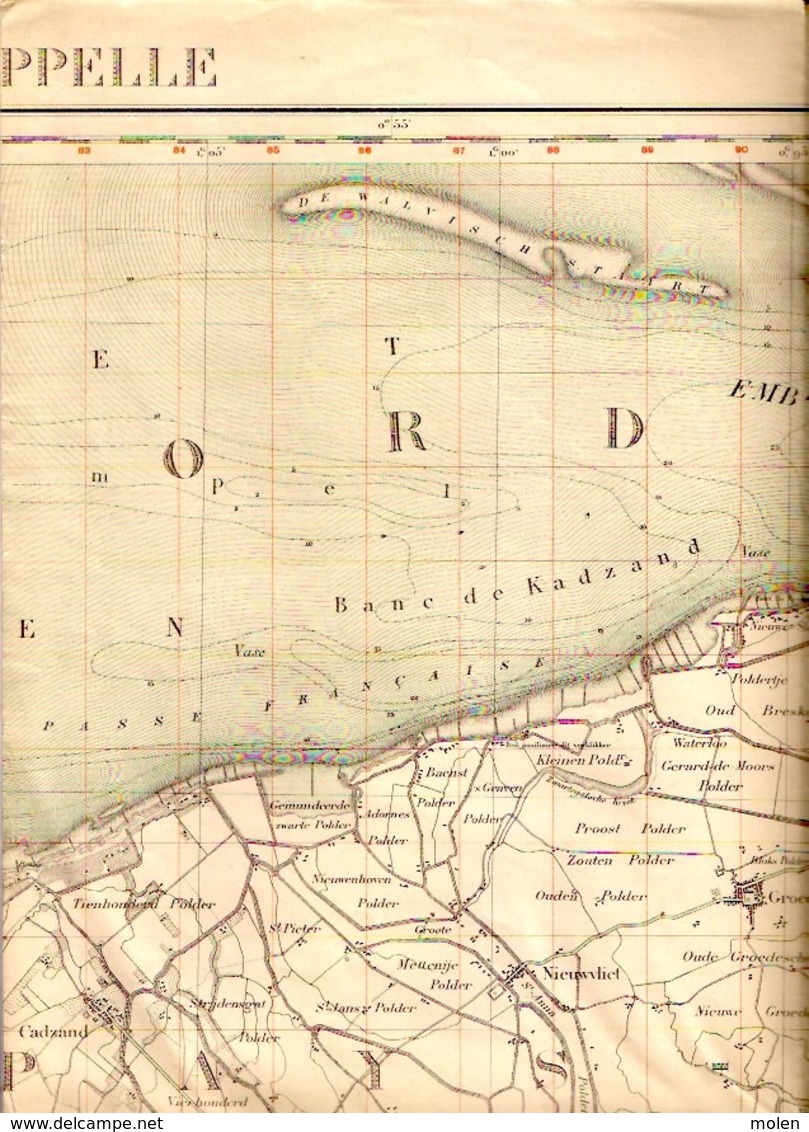 ©1861-62 WESTKAPELLE STAFKAART KNOKKE-HEIST SCHELDE ZEEBRUGGE LISSEWEGE DUDZELE RAMSKAPELLE OOSTKERKE DUINBERGEN S242 - Knokke