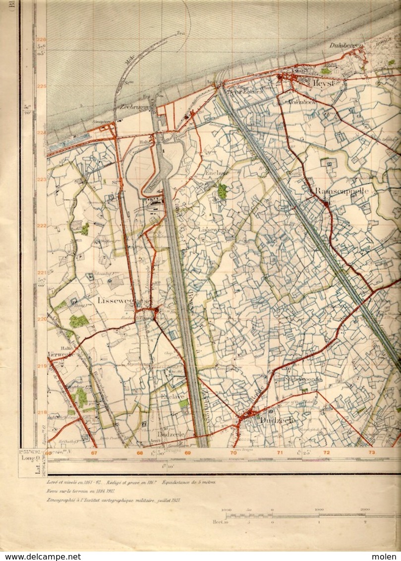 ©1861-62 WESTKAPELLE STAFKAART KNOKKE-HEIST SCHELDE ZEEBRUGGE LISSEWEGE DUDZELE RAMSKAPELLE OOSTKERKE DUINBERGEN S242 - Knokke