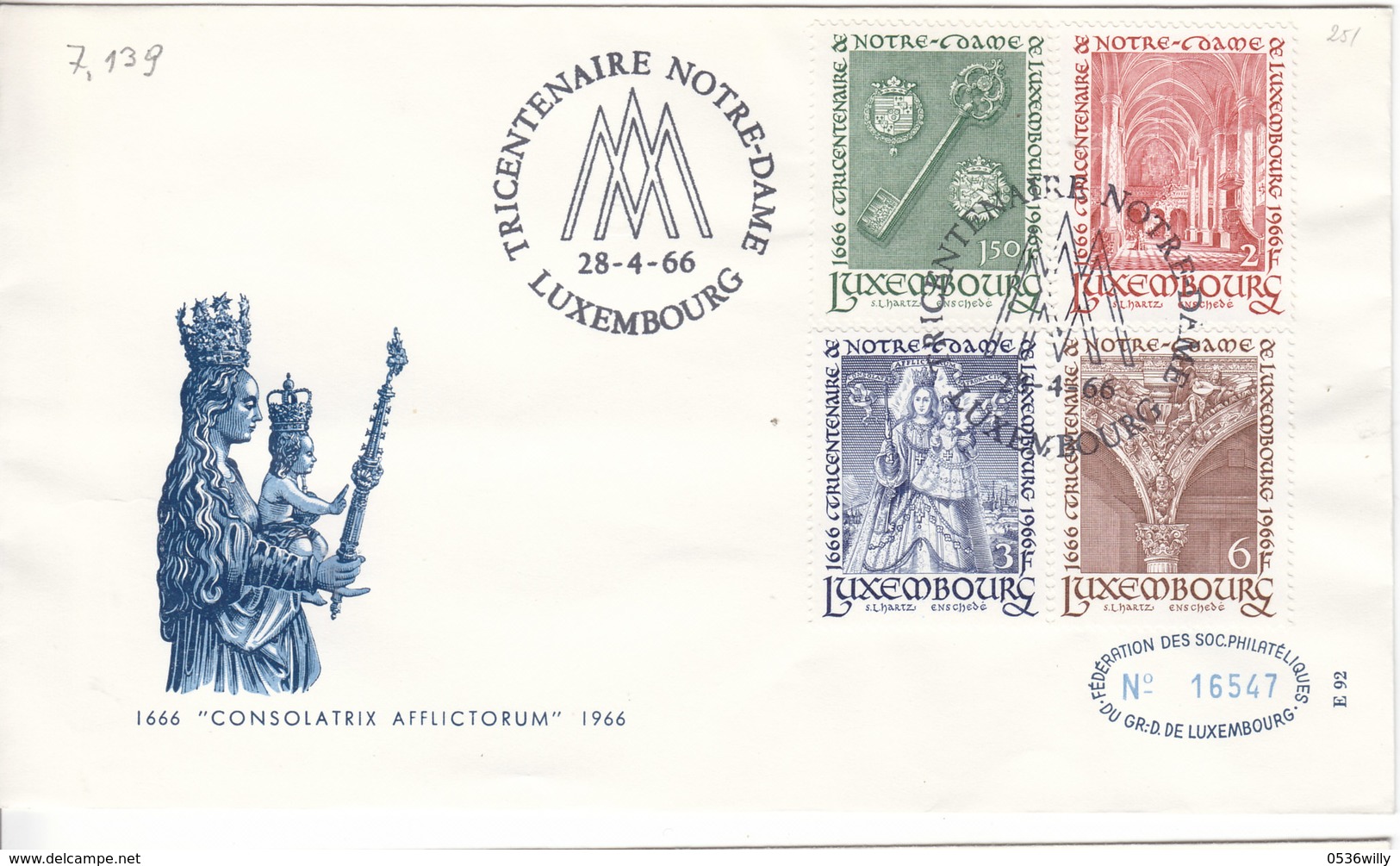 L-Luxembourg 1966. FDC Muttergottes (7.139) - FDC