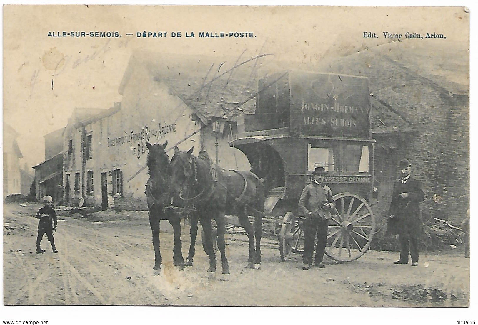 Rare Belgique ALLE SUR SEMOIS Départ De La Malle Poste 1908    ..G - Vresse-sur-Semois