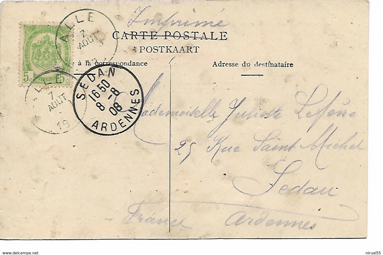Rare Belgique ALLE SUR SEMOIS Départ De La Malle Poste 1908    ..G - Vresse-sur-Semois