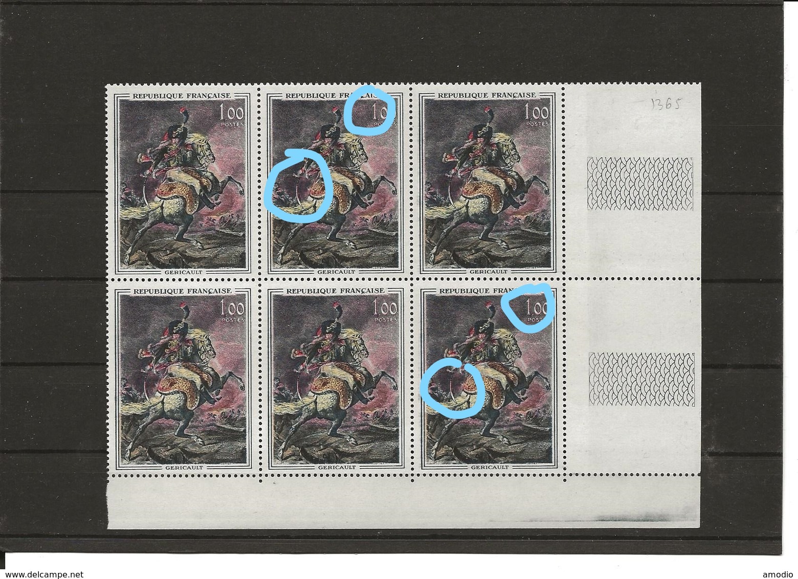 France Bloc De 6 YT 1365 Géricault Dont 1365a Tenant à Normal N** MNH - Unused Stamps