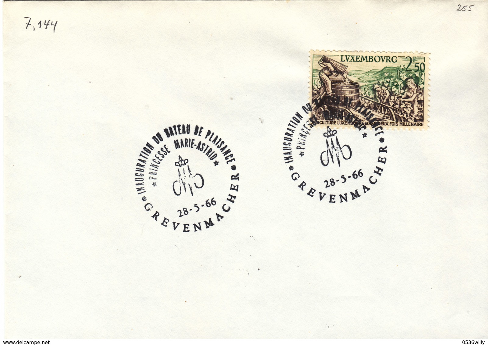 L-Luxembourg 1966. Grevenmacher Bateau Marie-Astrid (7.144) - Briefe U. Dokumente