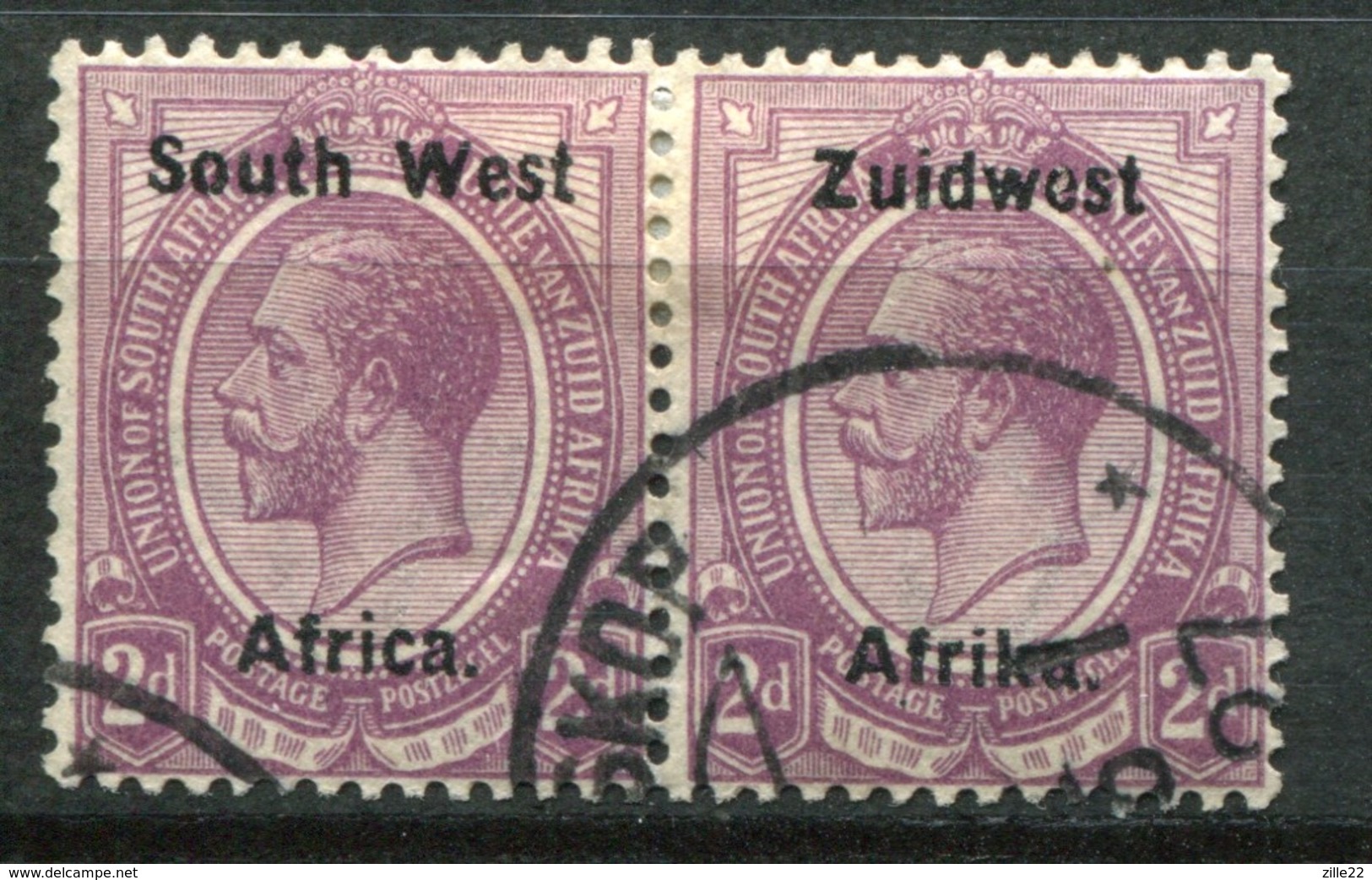 Südwestafrika Mi# 35/36 Typ IIIa Dünner Aufdruck George V Paar Gestempelt - Africa Del Sud-Ovest (1923-1990)