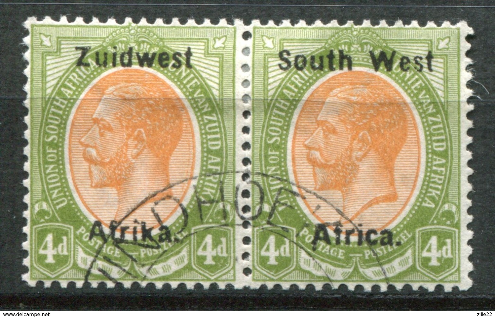 Südwestafrika Mi# 39/40 Typ IIIa Dünner Aufdruck George V Paar Gestempelt - Africa Del Sud-Ovest (1923-1990)