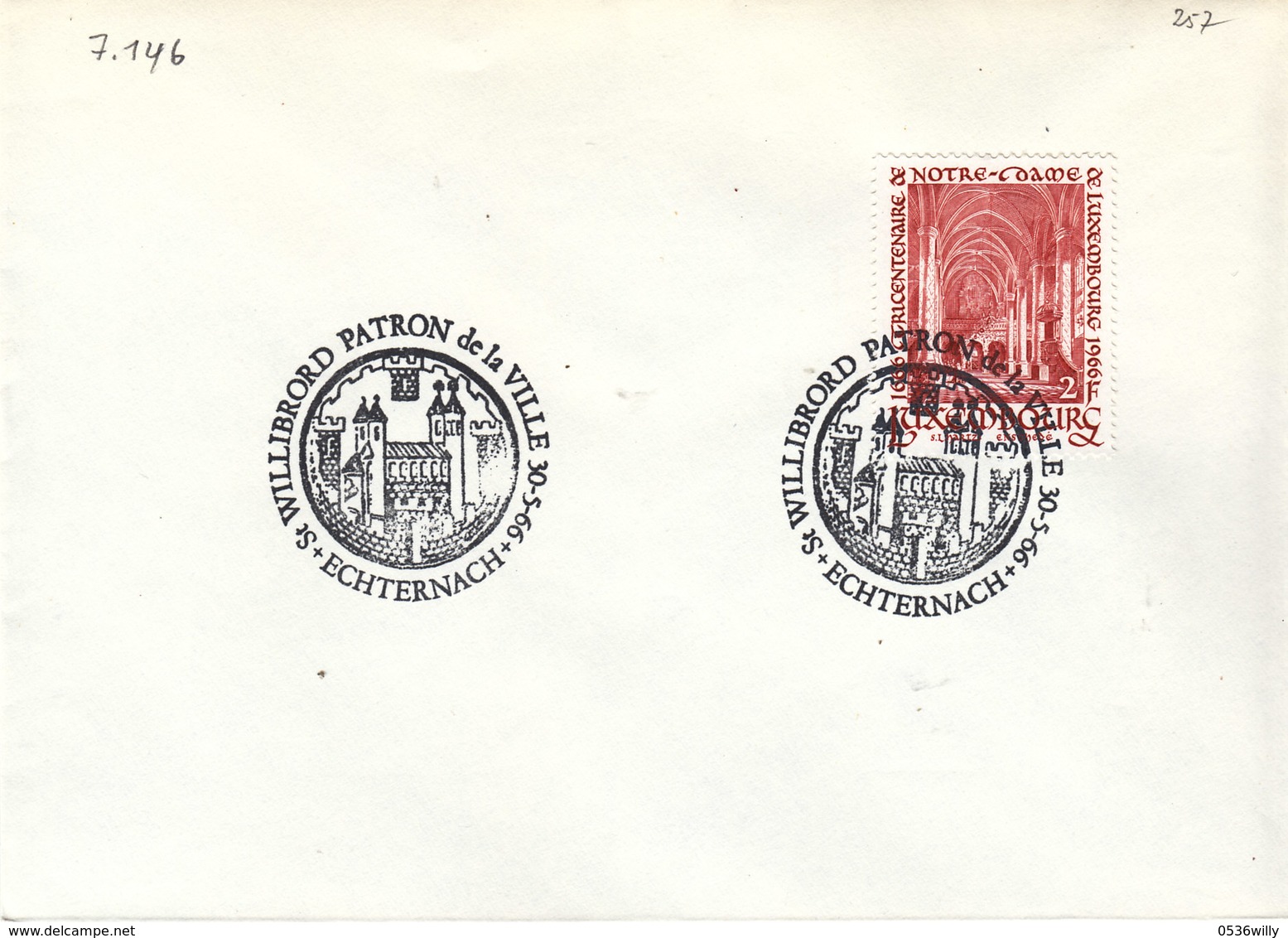 L-Luxembourg 1966. Echternach St. Willibrord Patron De La Ville (7.146) - Briefe U. Dokumente