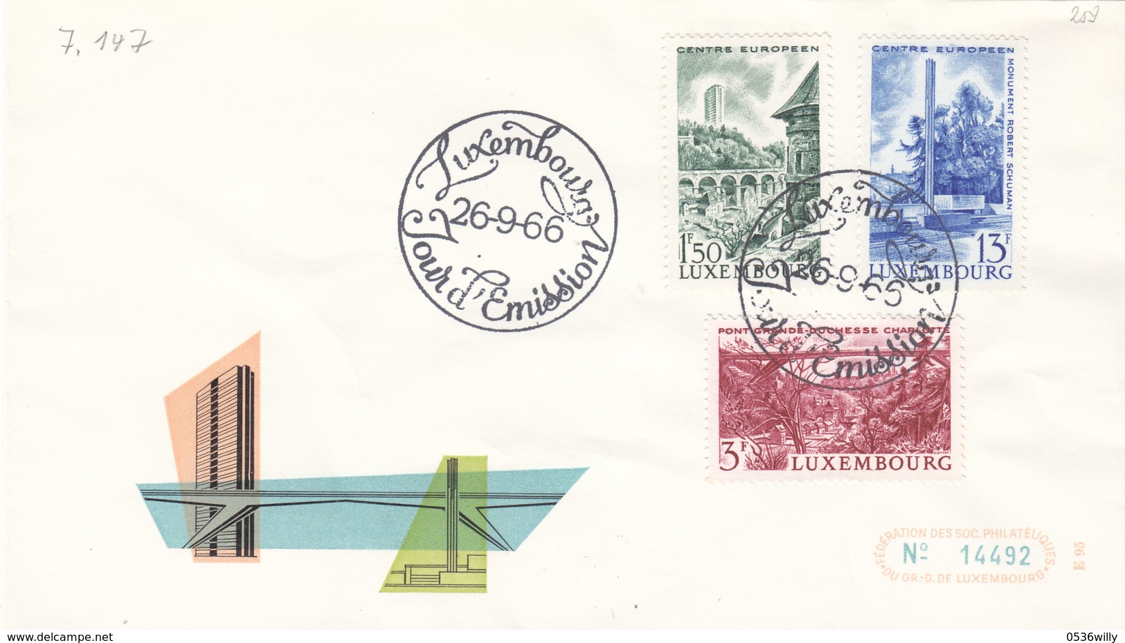 L-Luxembourg 1966. FDC  Luxemburg Europa-Zentrum (7.147) - FDC