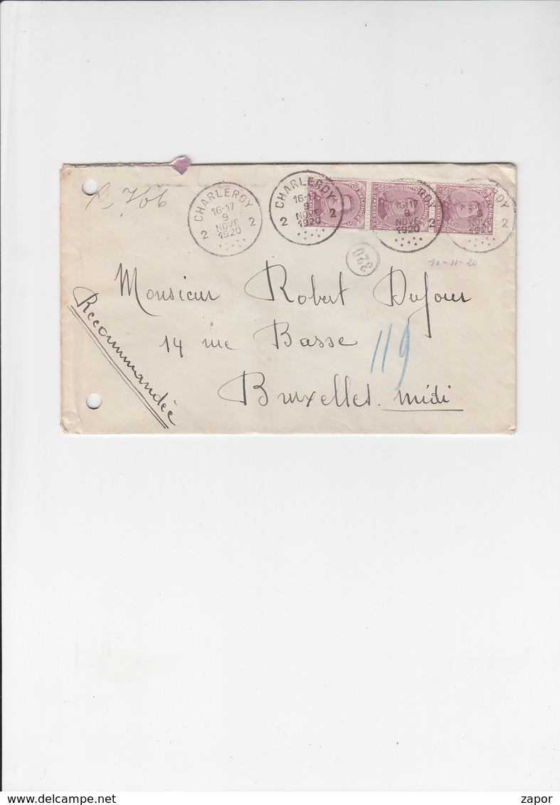 Omslagbrief Charleroi - Brussel - Albert I - 140 - 1915 - Buste-lettere