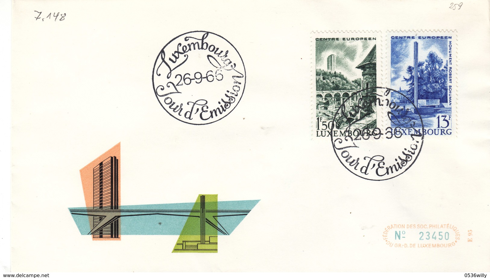 L-Luxembourg 1966. FDC  Luxemburg Europa-Zentrum (7.148) - FDC