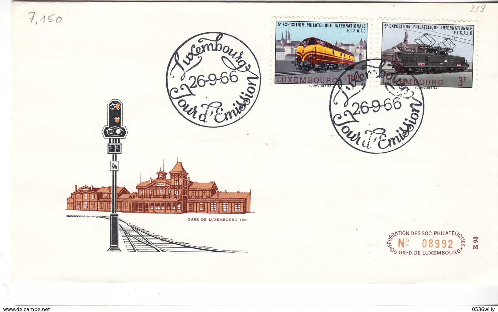 L-Luxembourg 1966. FDC  Luxemburg FISAIC (7.150) - FDC