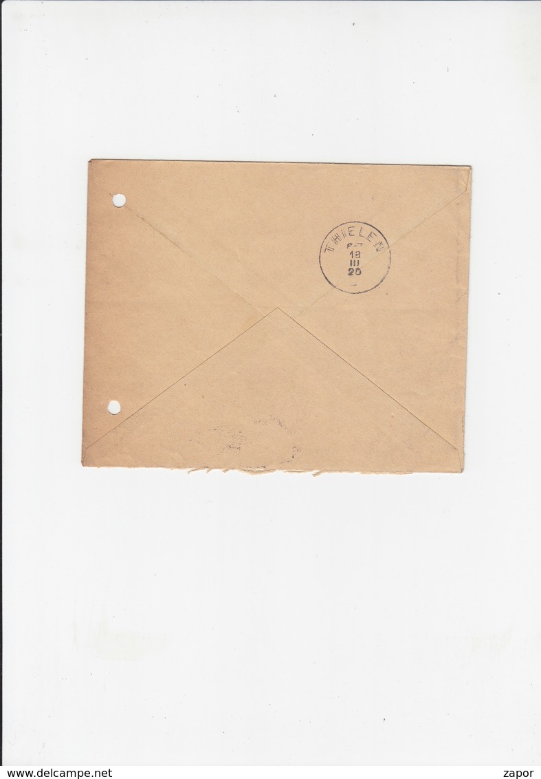 Omslagbrief 1920 Brussel - Lichtaart - Tielen / Albert I - 138 - 1915 / 167 - 1919 - Buste-lettere