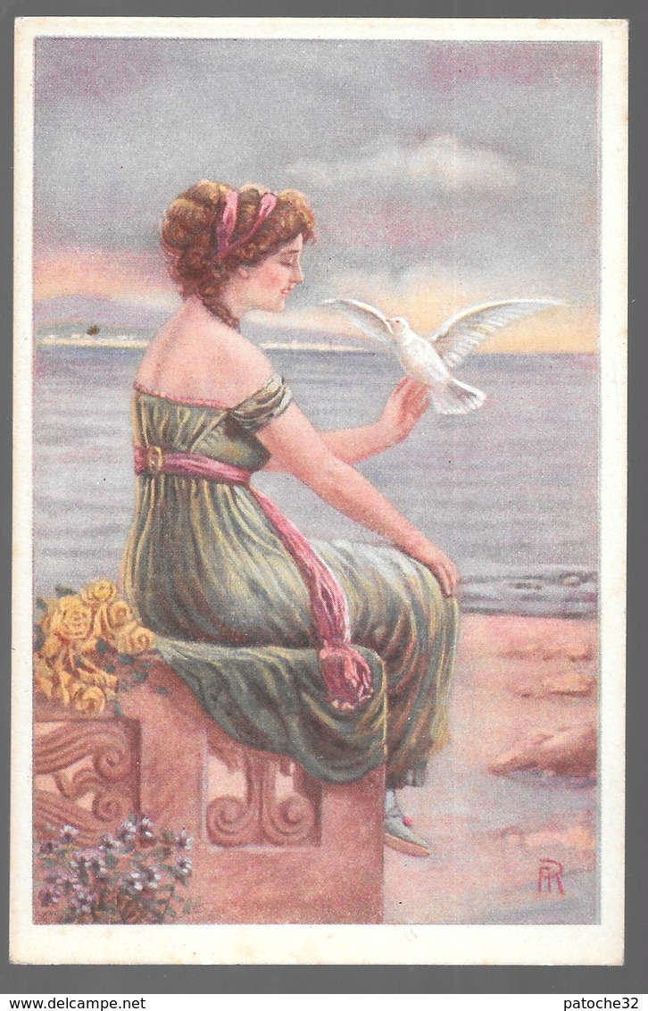 Cpa...illustrateur...AR...art Nouveau...jeune Femme Avec Une Colombe... - Altri & Non Classificati