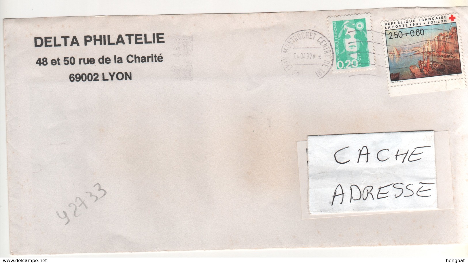 : Beau Timbre , Stamp Yvert N° 2733 " Croix Rouge " Sur Lettre , Cover , Mail Du 04/04/1997 - Lettres & Documents