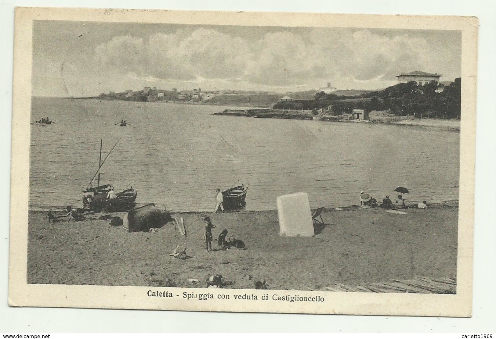 CALETTA - SPIAGGIA CON VEDUTA DI CASTIGLIONCELLO   VIAGGIATA FP - Livorno