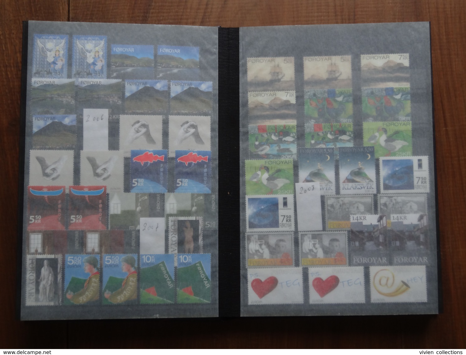 Collection de timbres des iles Féroé (Danemark) 1991 à 2016 en générale x 2 exemplaires neufs dans un album faciale 700€