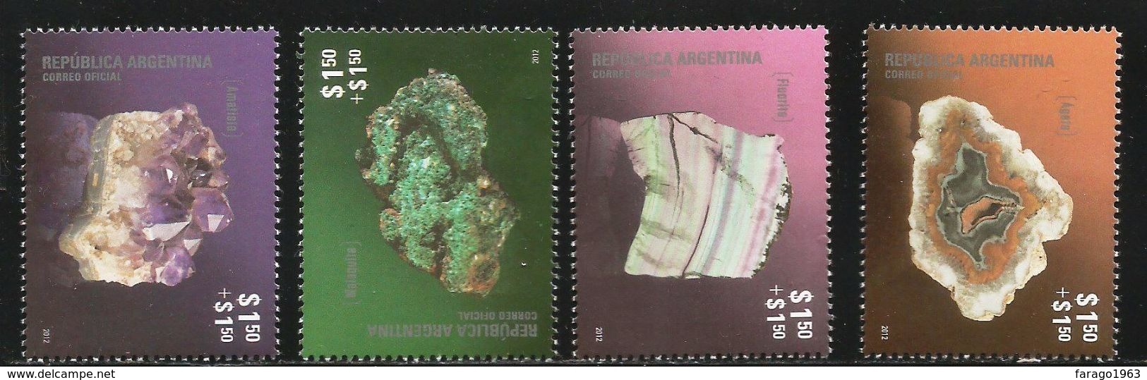 2012 Argentina Minerals Semi-postal  Complete Set Of 4 MNH - Minerali