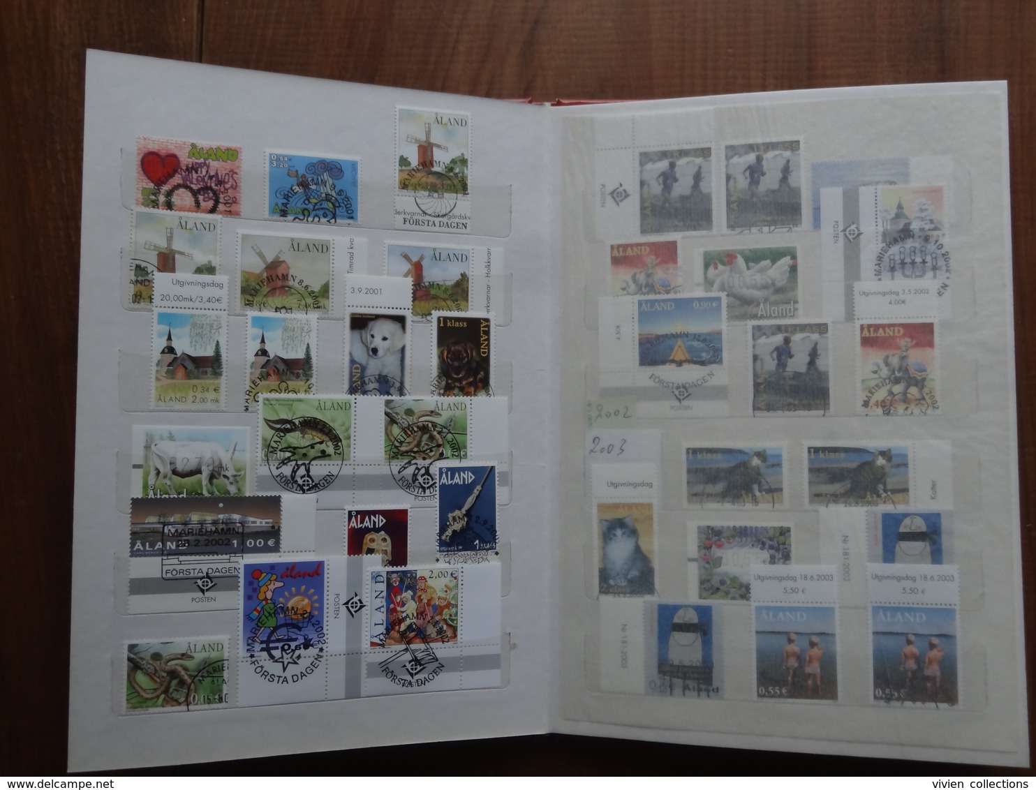 Collection de timbres des iles Aland (Finlande) 1984 à 2005 en générale 1 neuf + 1 oblitéré (2 de chaque en fin d'album)