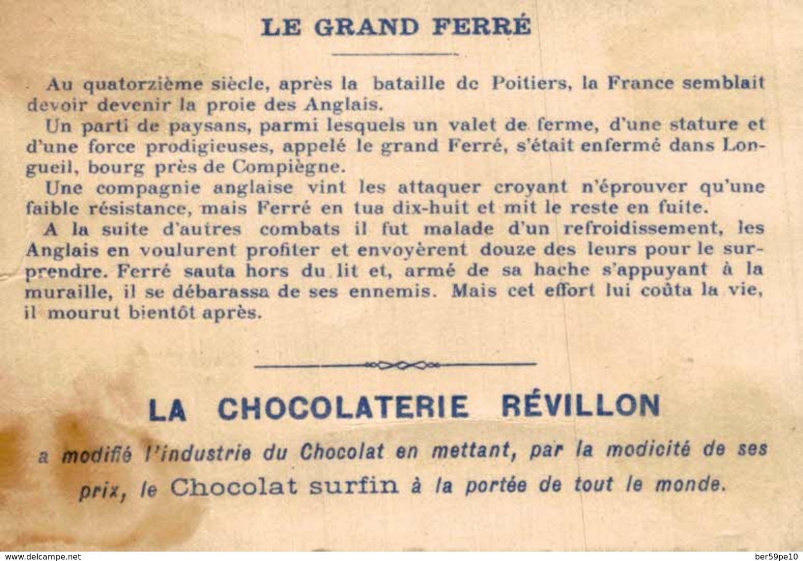 CHROMO CHOCOLAT REVILLON  LE GRAND FERRE - Revillon