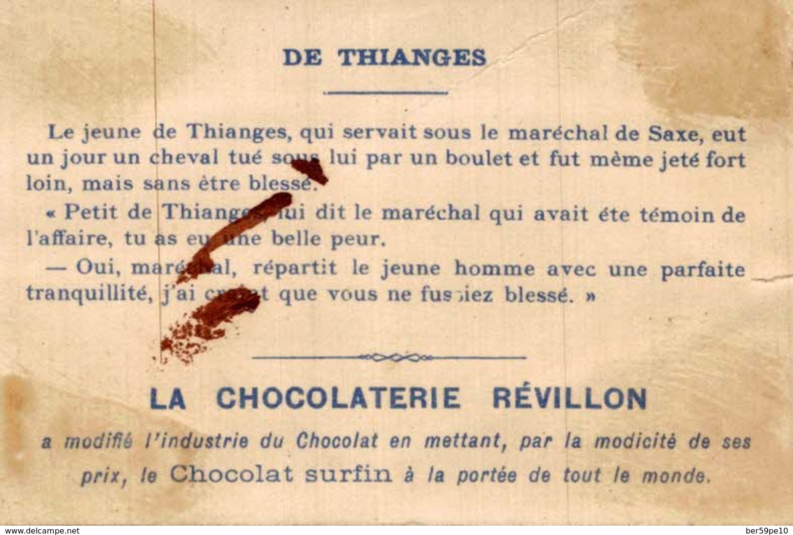 CHROMO CHOCOLAT REVILLON  LE JEUNE DE THIANGES - Revillon