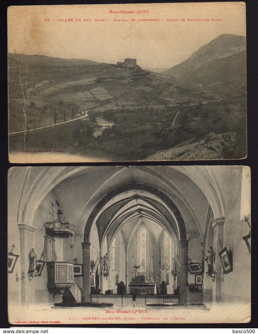 1915 - 2 Cartes Avec Cachet "HOPITAL BENEVOLE - RENNES Les BAINS (Aude)" De Rennes Les Bains Pour Chartres - Guerre De 1914-18