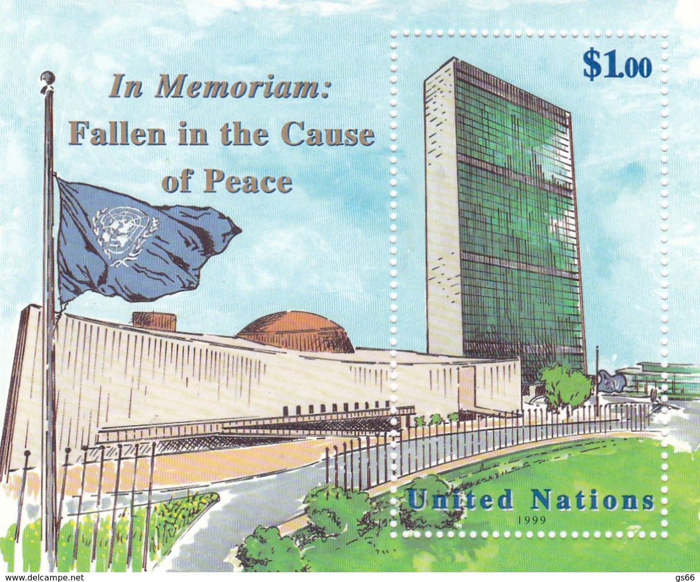 UNO-New York, 1999,  827 Block 17, MNH **, Dag-Hammarskjöld-Medaille „Gefallen Im Dienste Des Friedens“. - Blocks & Sheetlets