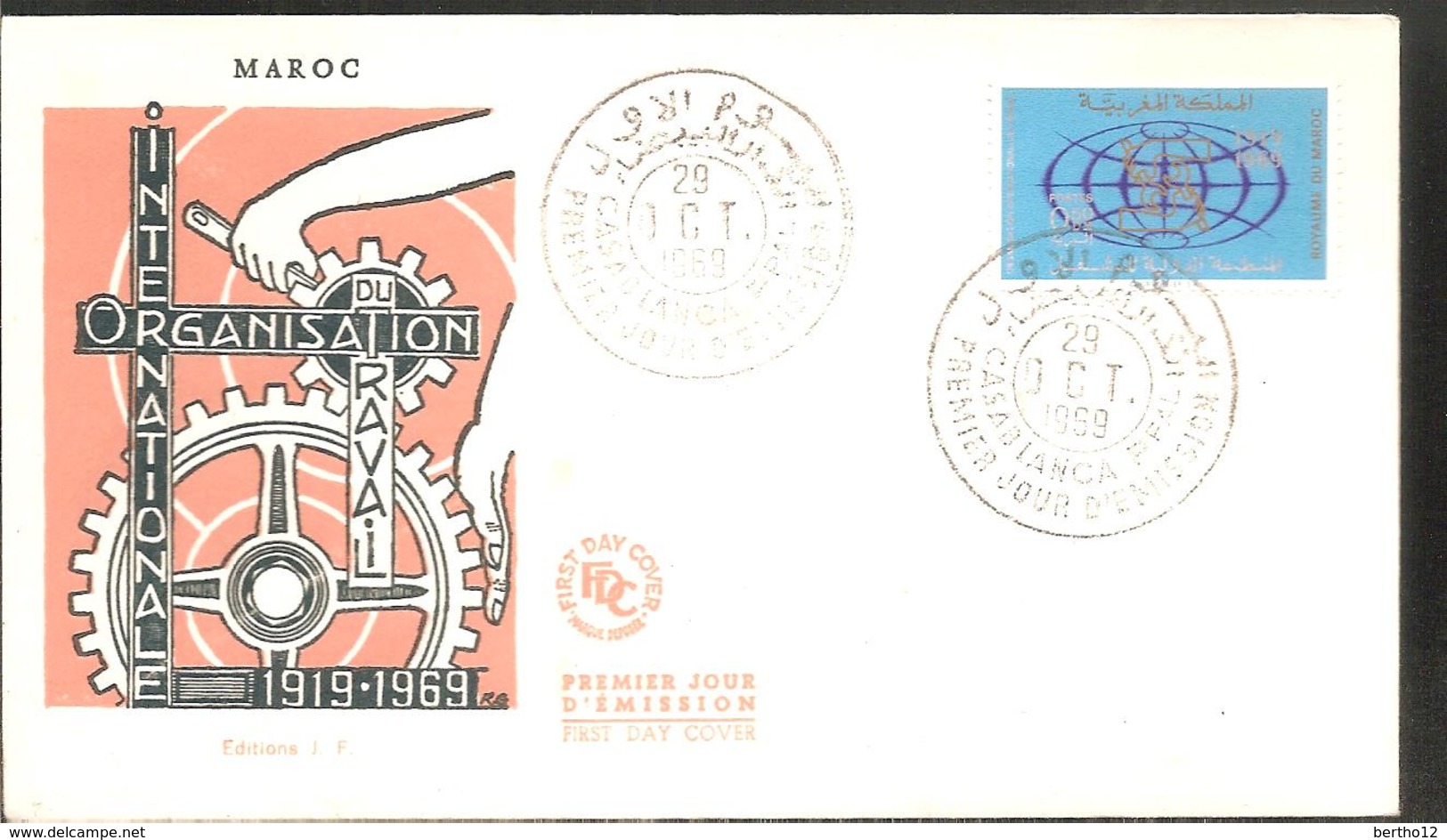 FDC 1969 Organisation  Du Travail - Marruecos (1956-...)