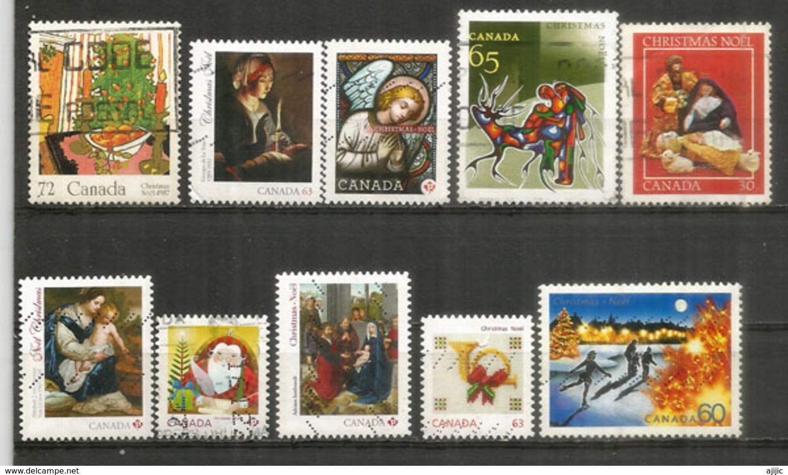 Noël Au Canada.  10 Timbres Oblitérés Différents, Bonne Qualité - Used Stamps