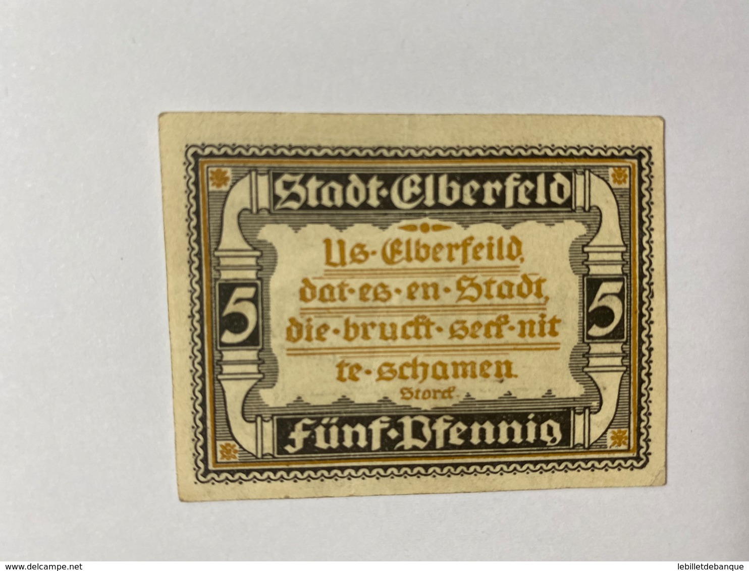 Allemagne Notgeld Elberfeld 5 Pfennig - Collections