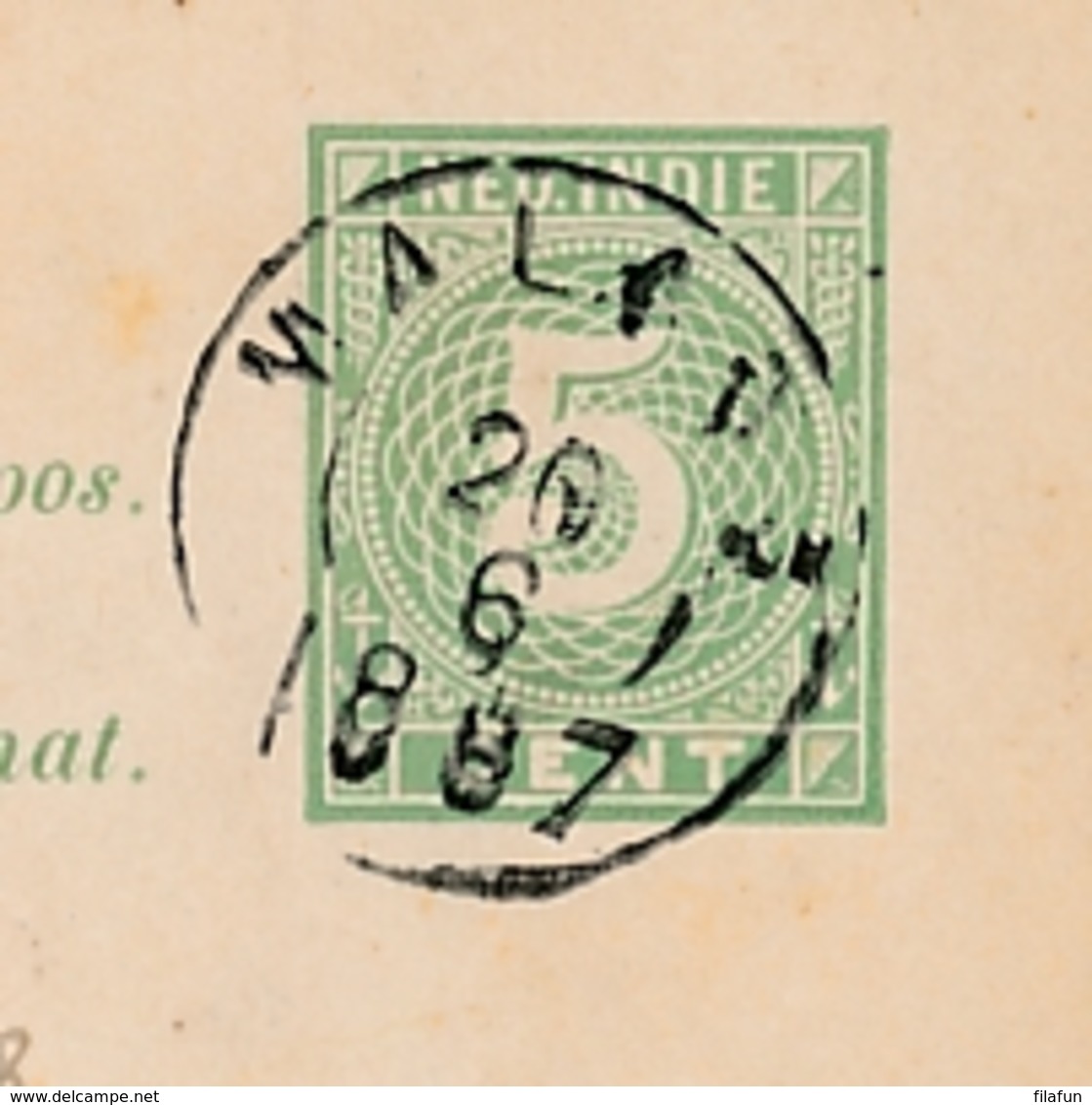 Nederlands Indië - 1887 - 5 Cent Cijfer, Briefkaart G8 Van KR Malang - NA POSTTIJD - Naar KR SIDOARDJO - Indes Néerlandaises