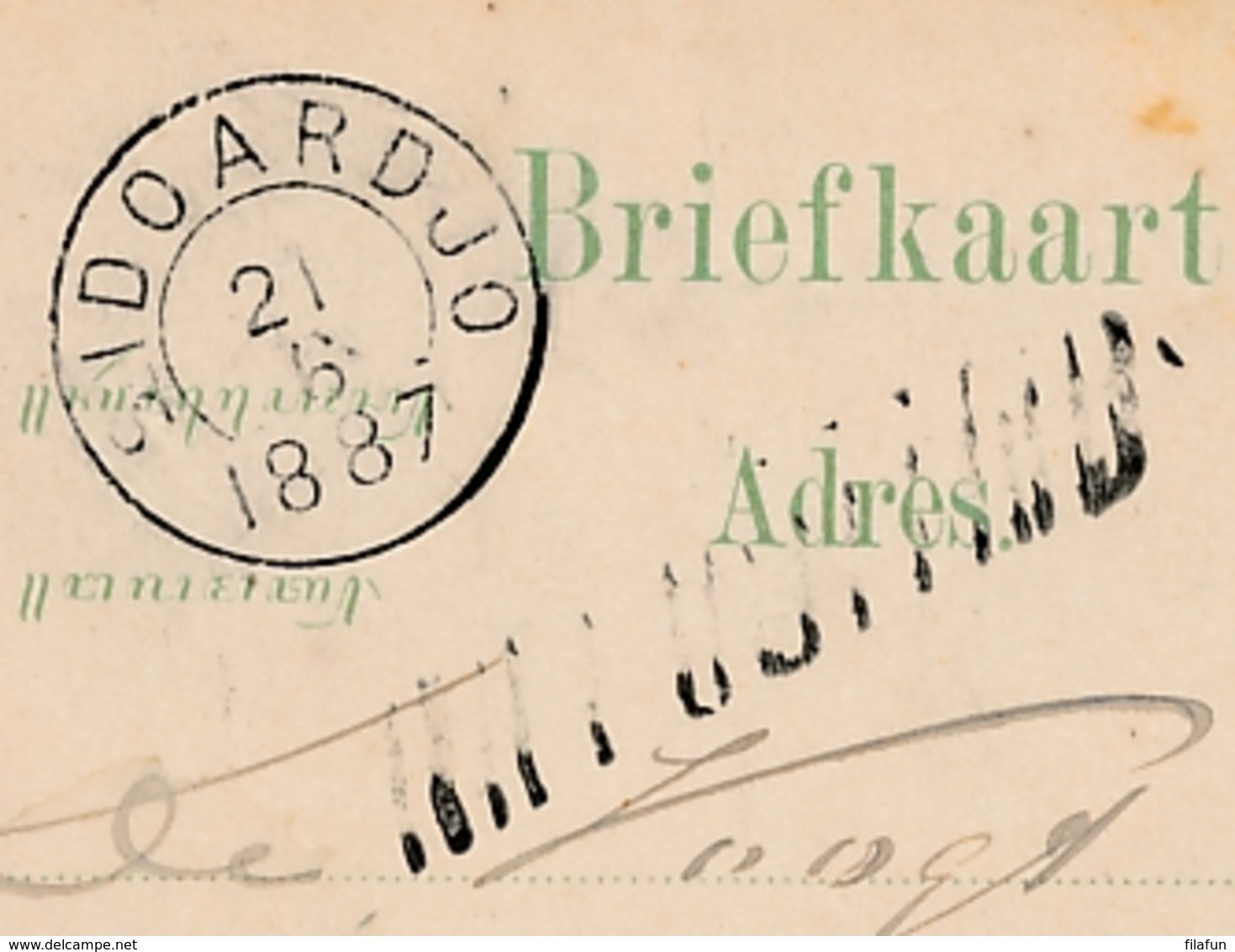 Nederlands Indië - 1887 - 5 Cent Cijfer, Briefkaart G8 Van KR Malang - NA POSTTIJD - Naar KR SIDOARDJO - Indes Néerlandaises