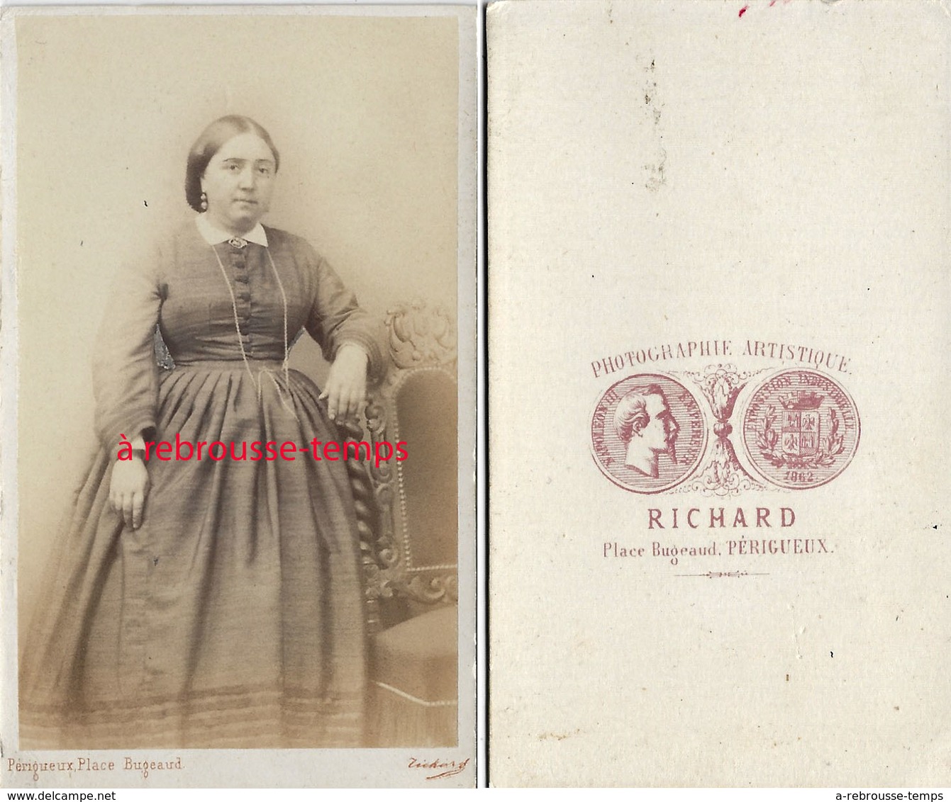 CDV Peu Courant Photographe RICHARD à Périgueux-mode Second Empire-femme Simple - Anciennes (Av. 1900)