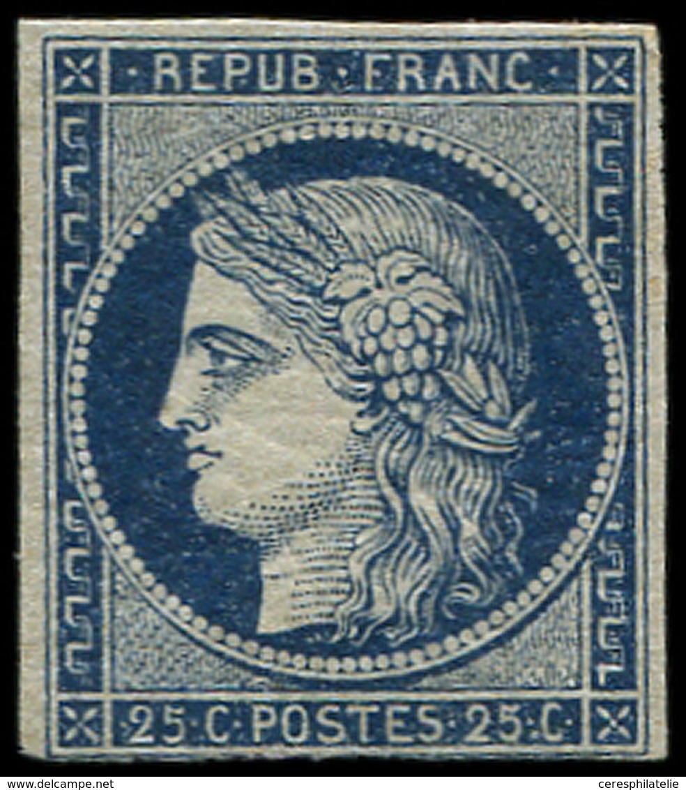 * EMISSION DE 1849 - 4a   25c. Bleu Foncé, Filet Touché Et Pelurage Sur Marge Inférieure, Sinon Très Frais. C - 1849-1850 Ceres