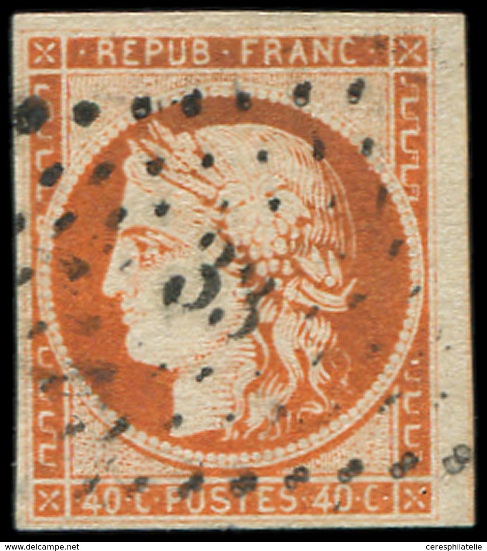 EMISSION DE 1849 - 5    40c. Orange, Voisin à Dr., Oblitéré PC 33, Frais Et TB - 1849-1850 Ceres