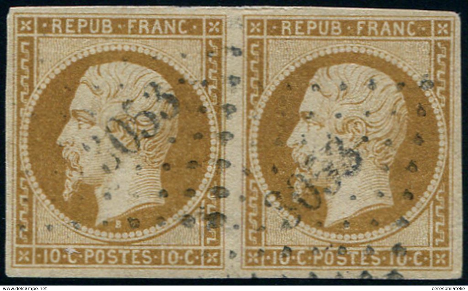 PRESIDENCE - 9    10c. Bistre-jaune, PAIRE Obl. PC 3053, TTB - 1852 Louis-Napoléon