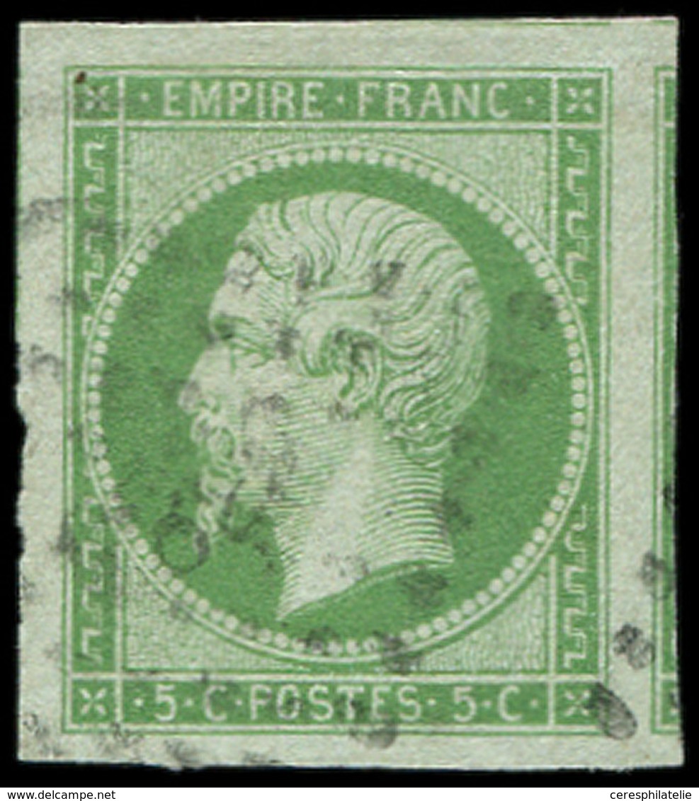 EMPIRE NON DENTELE - 12a   5c. Vert-jaune Nuance Claire, 4 Marges énormes Et Obl. Légère, Superbe. Br - 1853-1860 Napoléon III.