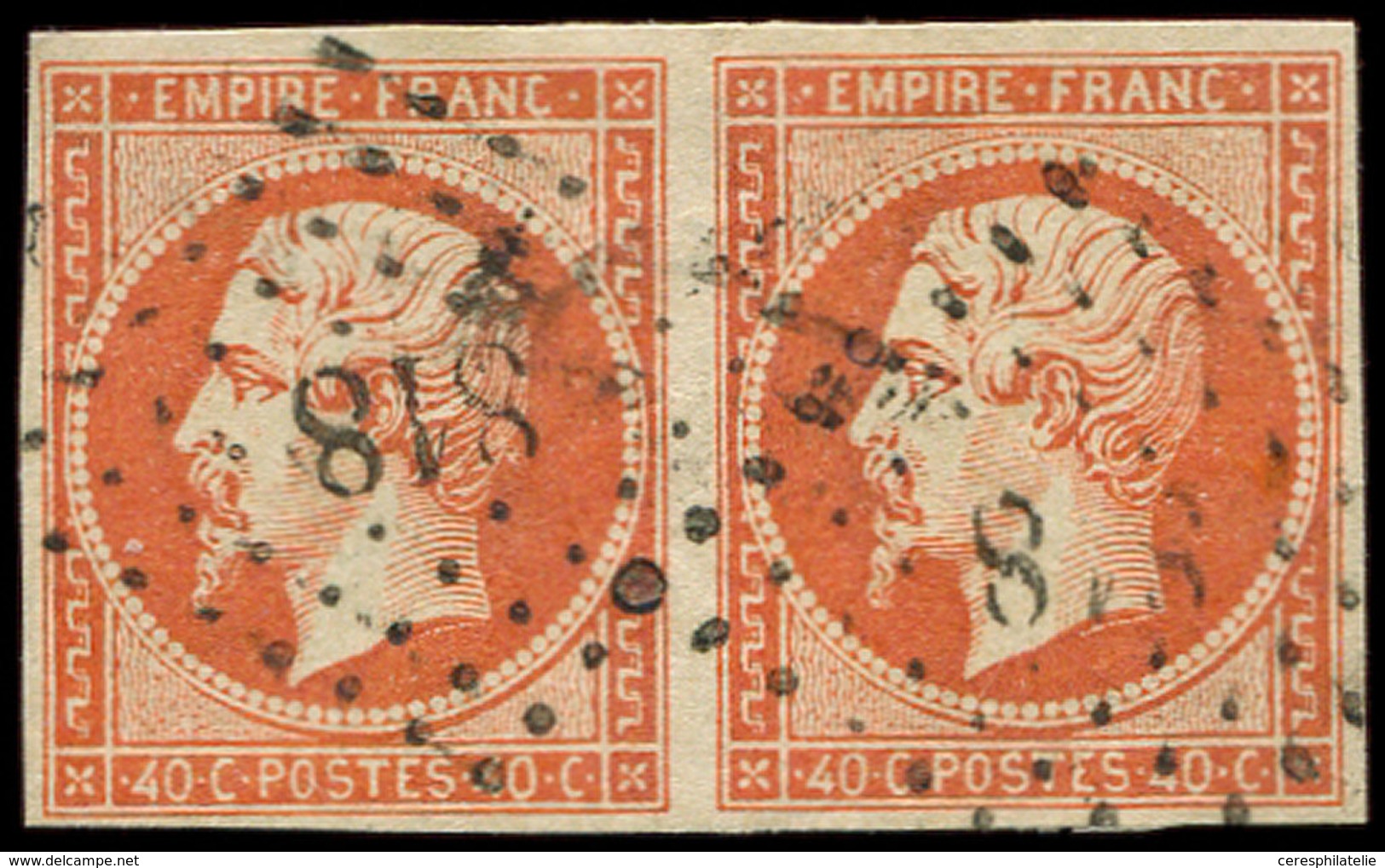 EMPIRE NON DENTELE - 16   40c. Orange FONCE, Superbe Nuance, Obl. PC 818 De LA CHATRE, TTB - 1853-1860 Napoléon III.